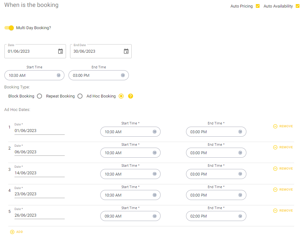 Bookings Types Booking Types – Switch Documentation